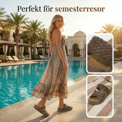Heidi — Stijlvolle sleehak sandalen met dubbele bandjes en enkelarmbandje