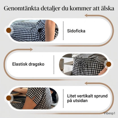 Emma – Dames Capri Broek met Geruit Patroon van Ademend Katoen-Linnen Mix