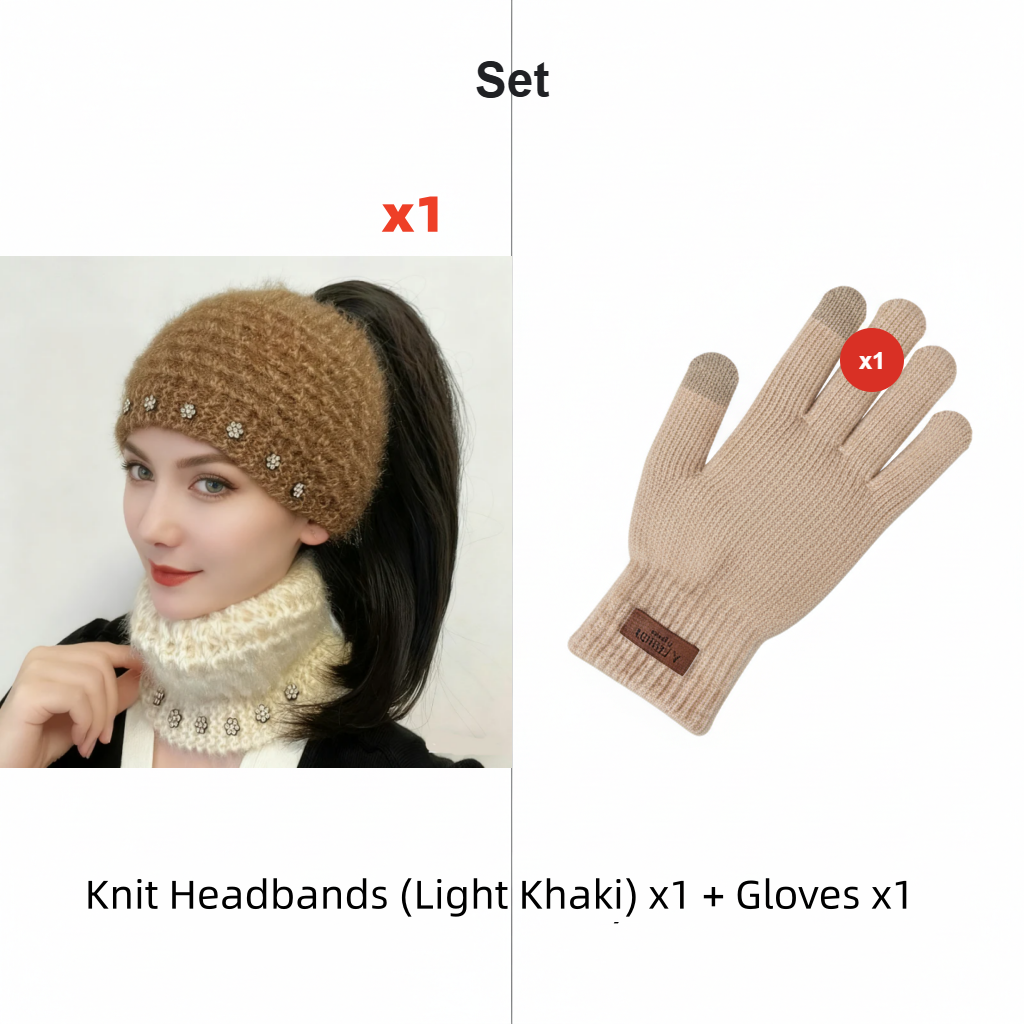 Grace – Gezellig gebreide hoofdband met bloemmotief en open bovenkant ontwerp