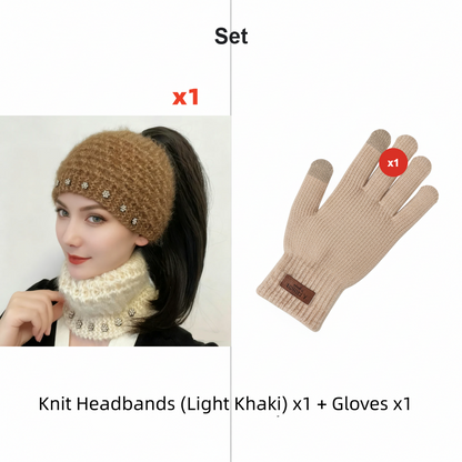 Grace – Gezellig gebreide hoofdband met bloemmotief en open bovenkant ontwerp