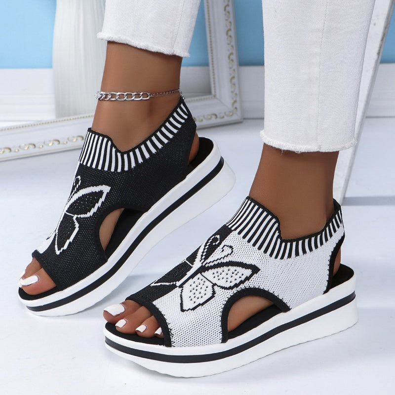Mia – Dames Ademend Peeptoe Plateau Slippers