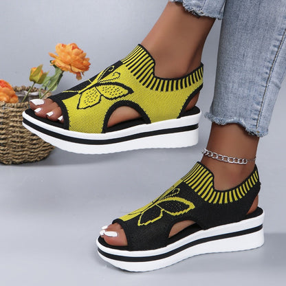 Mia – Dames Ademend Peeptoe Plateau Slippers