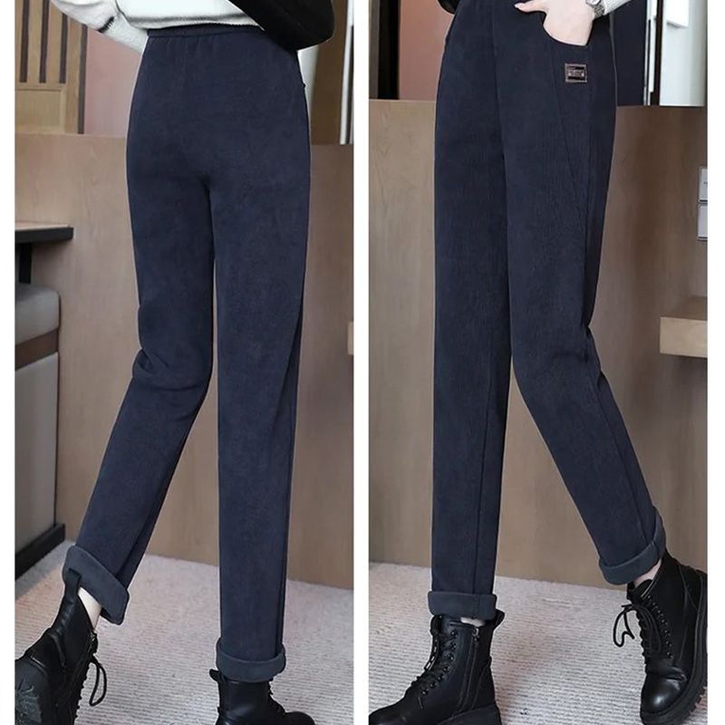 Home – Hoge taille ribbroek met fleecevoering voor een gezellige stijl