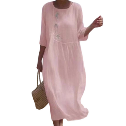 Maya – Casual geborduurde midi-jurk | 50% KORTING