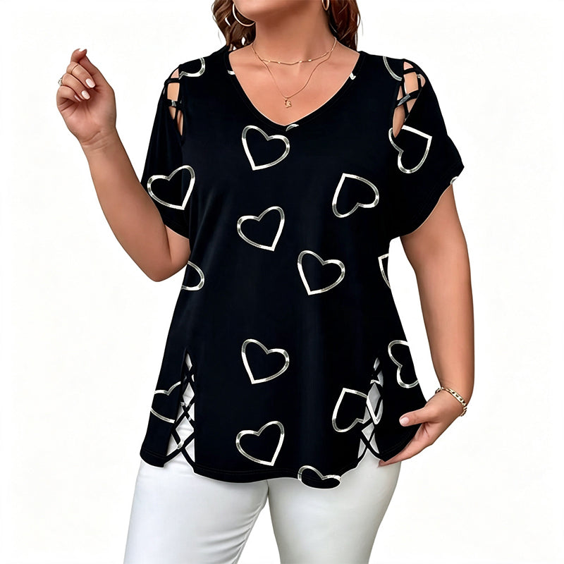 Mia – Dames ademend T-shirt met veterdetails aan de zijkanten