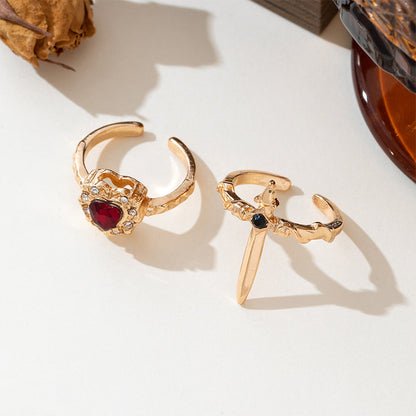Jina – Gotische Romantische Hartenring met Verstelbare Band