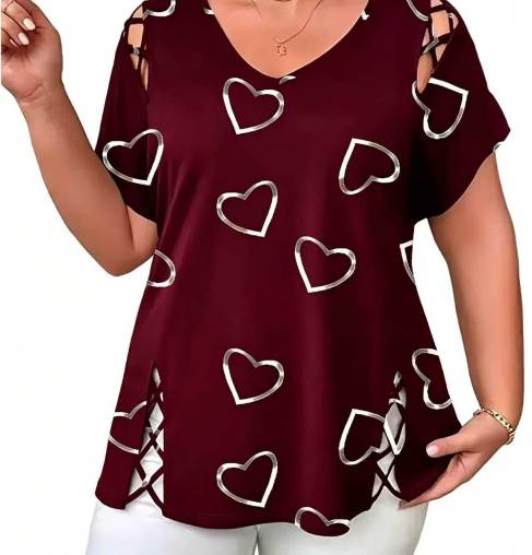 Mia – Dames ademend T-shirt met veterdetails aan de zijkanten