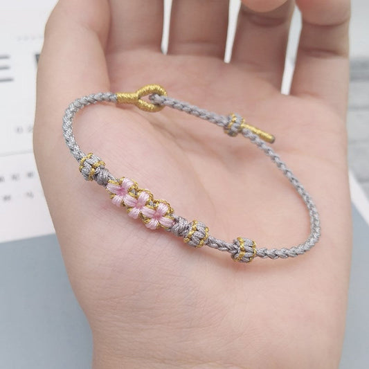 Peach Blossom verstelbare gevlochten armband