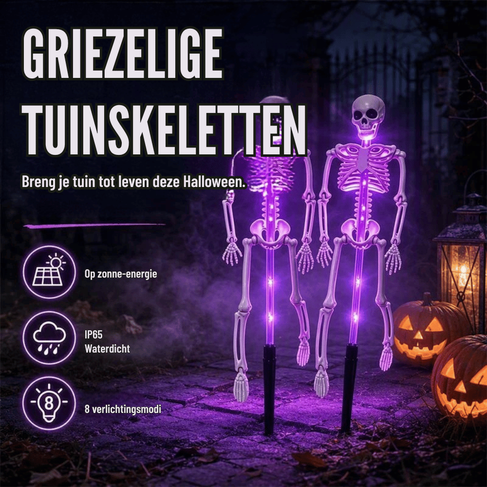 GlowPhantom — Solar Skelet Halloween Grondspies-Lamp | 50% KORTING