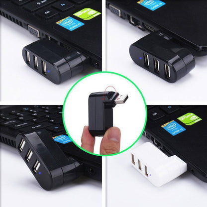 Mini draaibare 3-poorts USB-hub