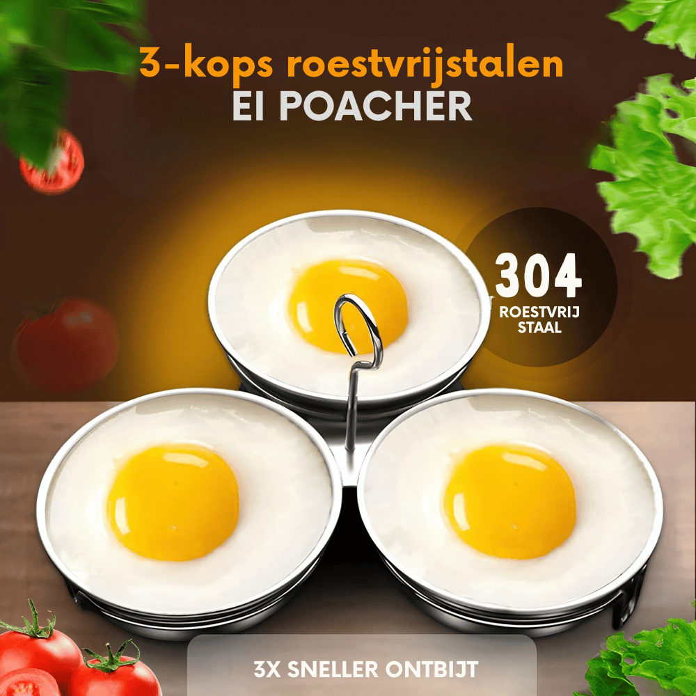SwiftSteam — 3-Kops RVS Eierpocheerder | 1+1 GRATIS