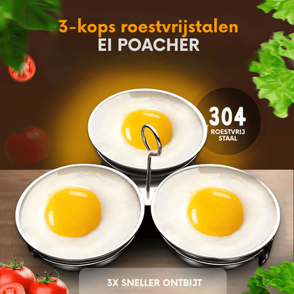 SwiftSteam — 3-Kops RVS Eierpocheerder | 1+1 GRATIS