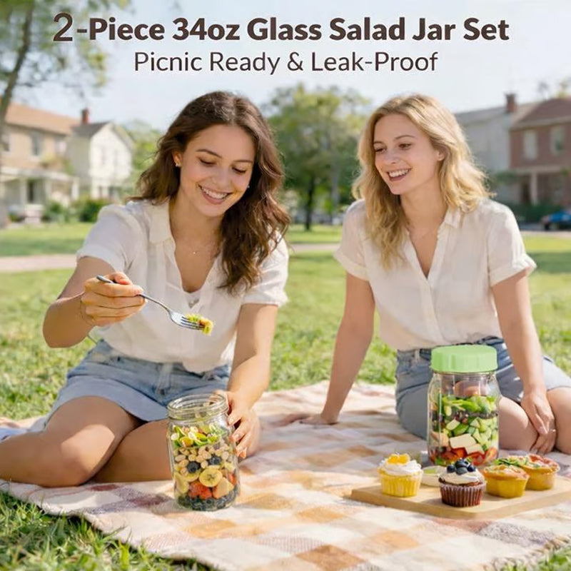 VividVessel – Frisse saladebox glas | 2+1 GRATIS