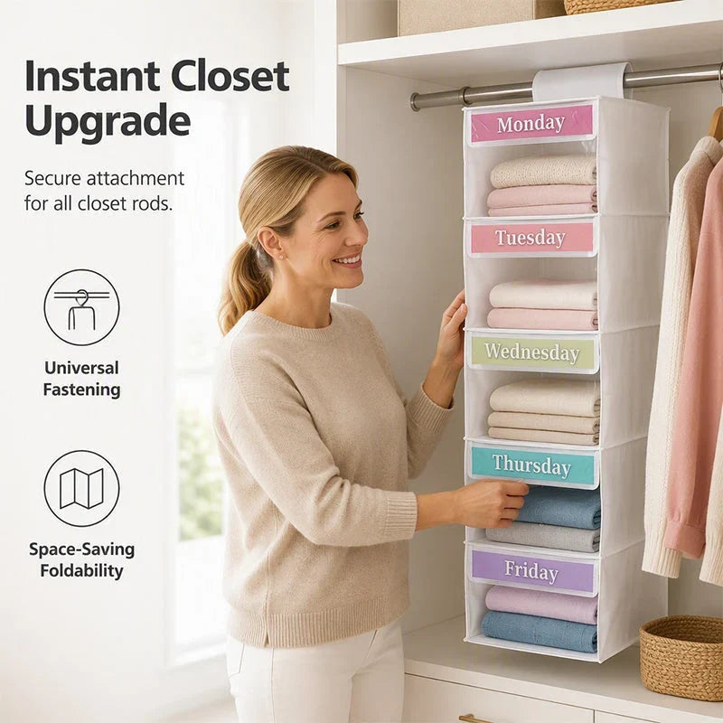 ClarityNest Hangende Organizer met 5 Compartimenten – Makkelijke Orde in de Kast