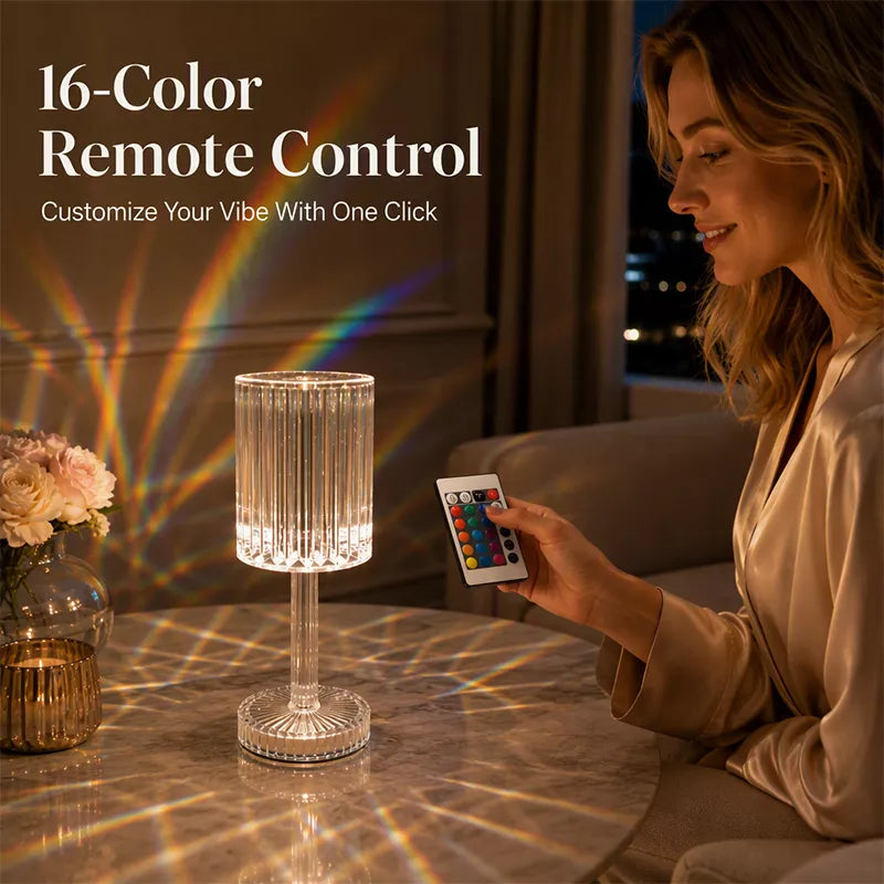 LumaLuxe Crystal Touch Lamp — Directe Warmte, Tijdloze Gloed