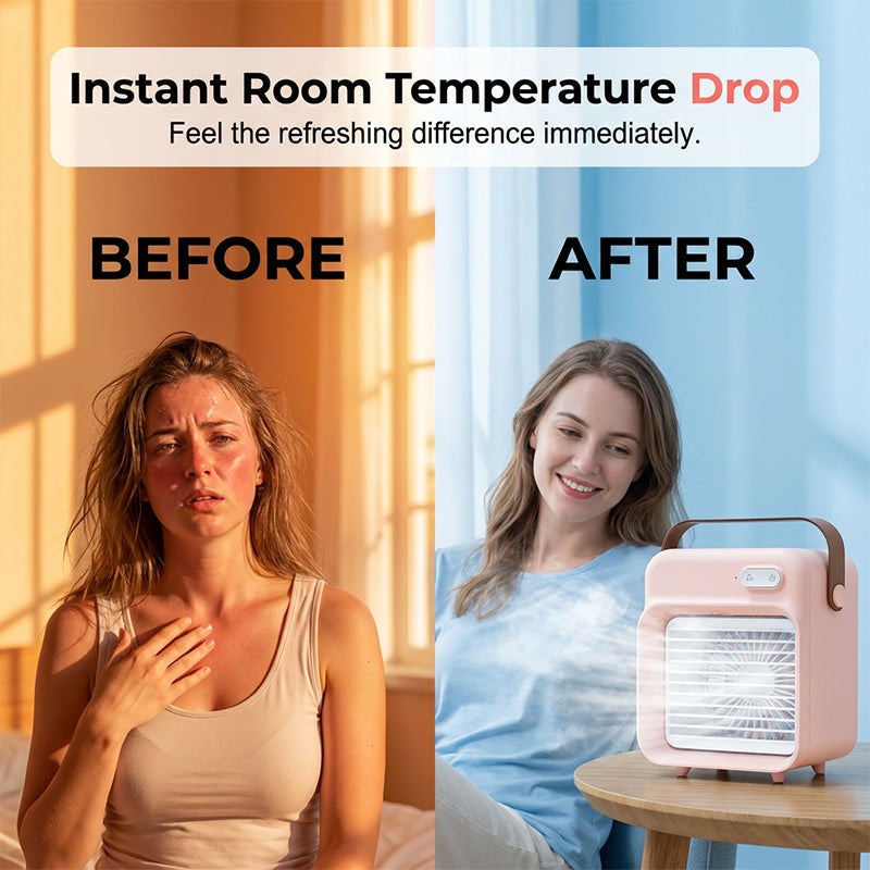 AeroMist Draagbare Ventilator — Directe Koeling, Hydratatie, Vrijheid