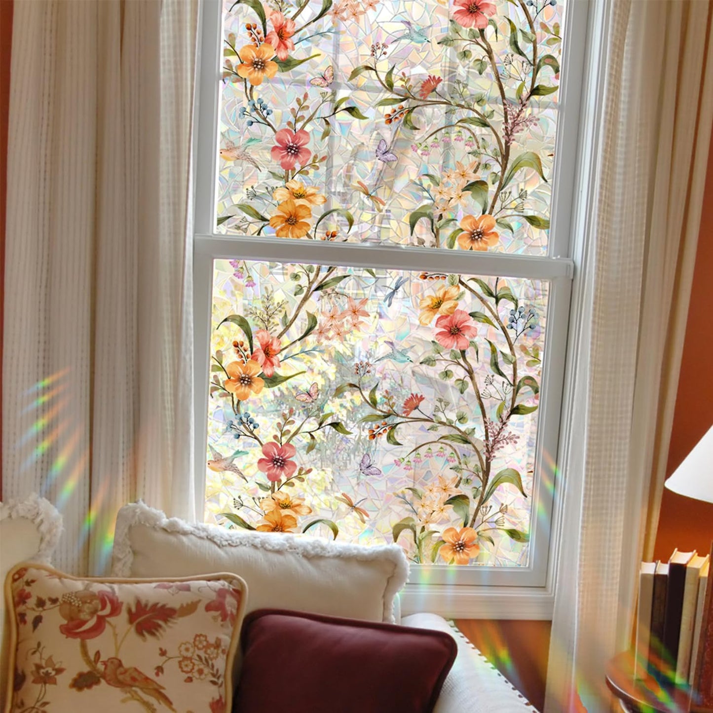 UV-beschermende regenboogglasstickers voor privacy in huis