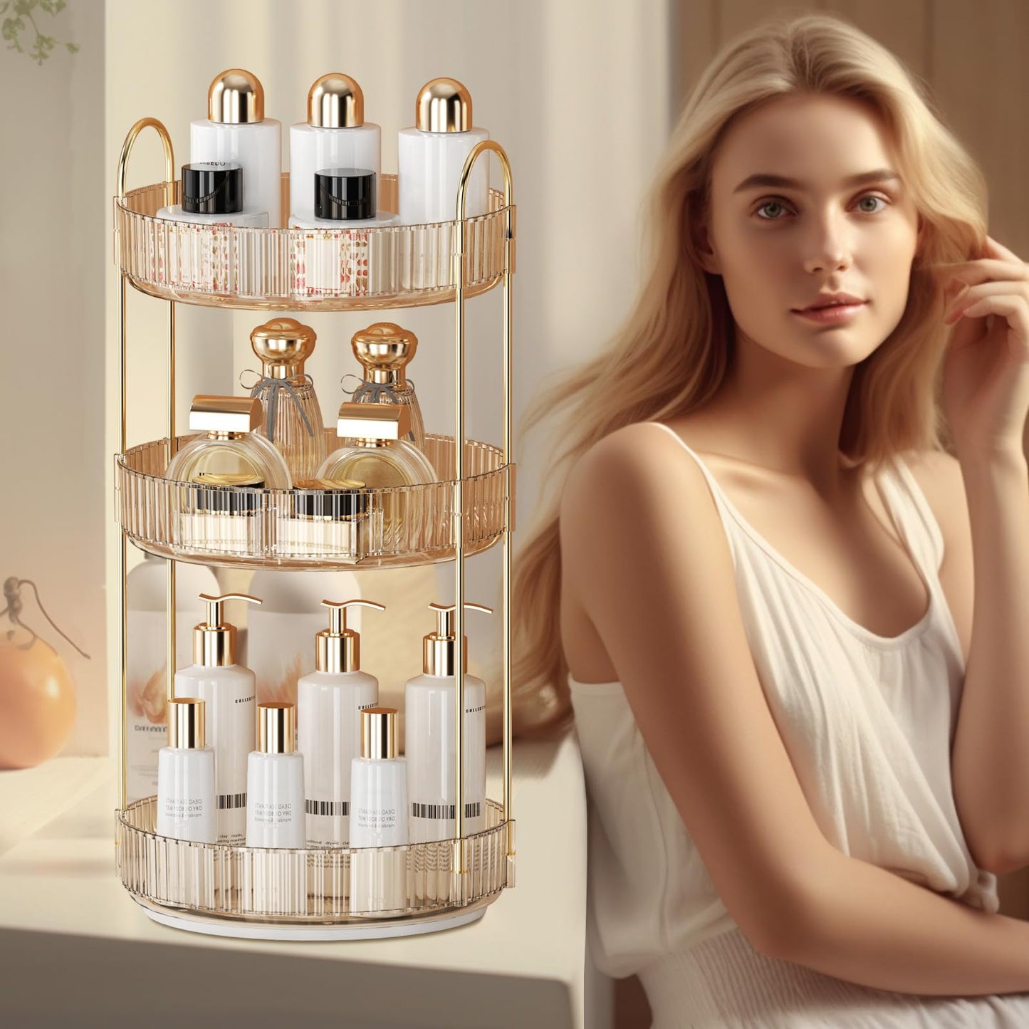 360 graden draaibare make-up organizer, transparante opbergruimte met hoge capaciteit