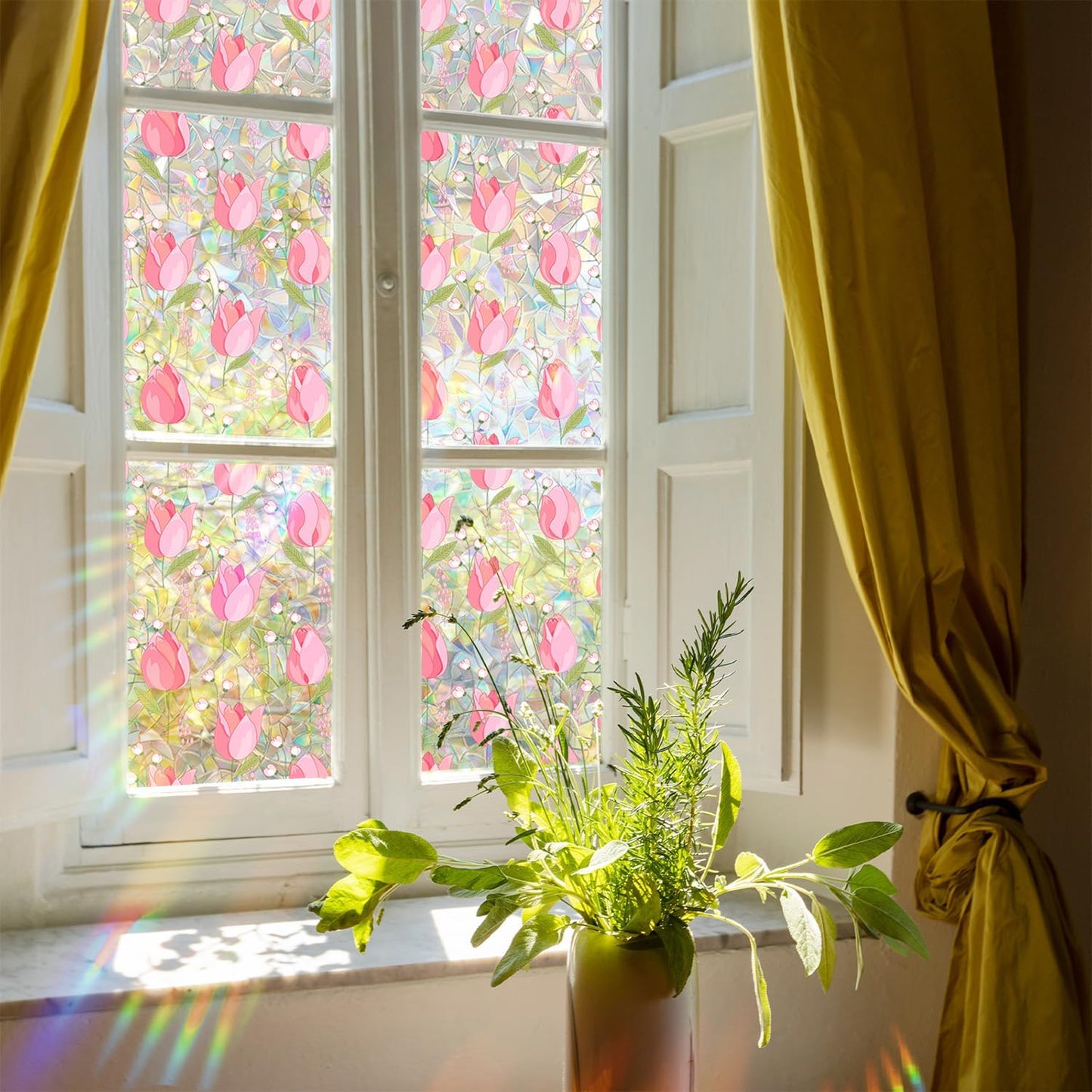 UV-beschermende regenboogglasstickers voor privacy in huis