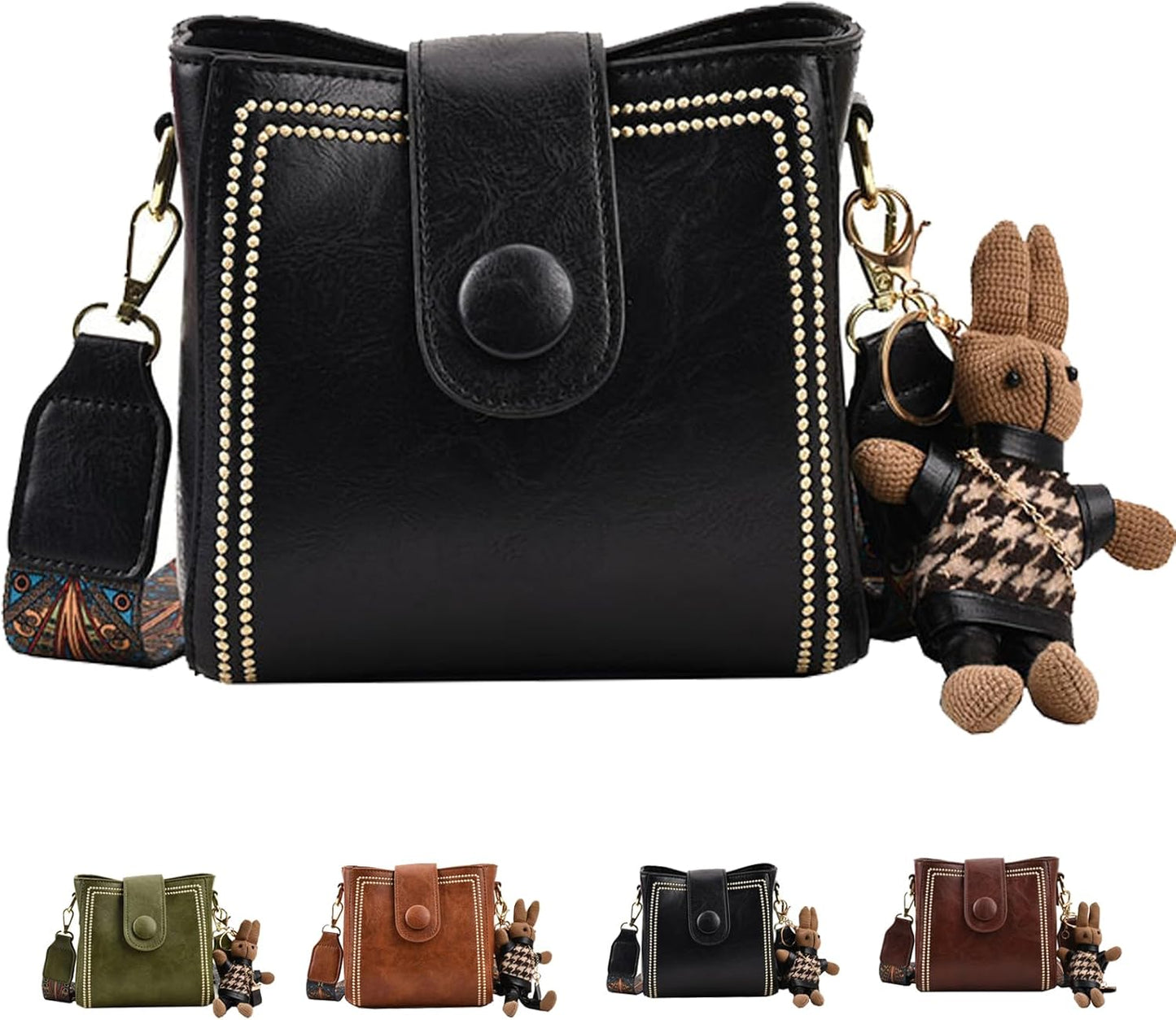 Vintage modetas met verstelbare brede schouderriem