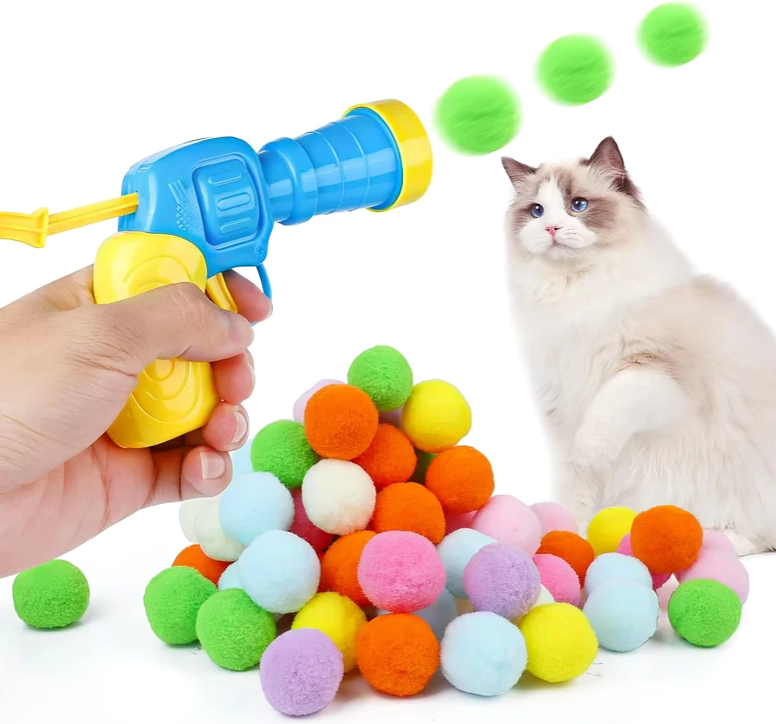 PouncePlay - Kattenspeelgoed balwerp geweer | 50% KORTING
