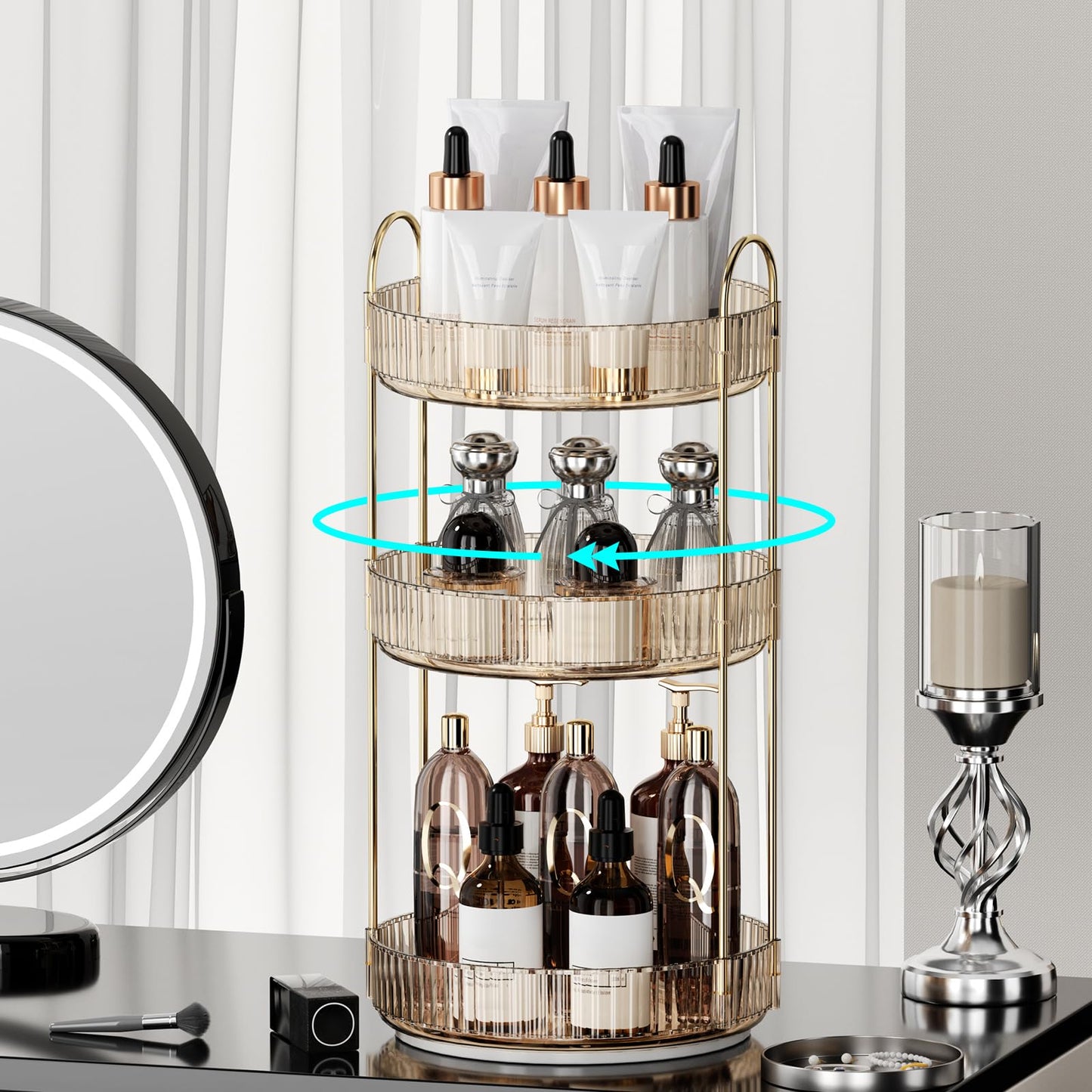 360 graden draaibare make-up organizer, transparante opbergruimte met hoge capaciteit