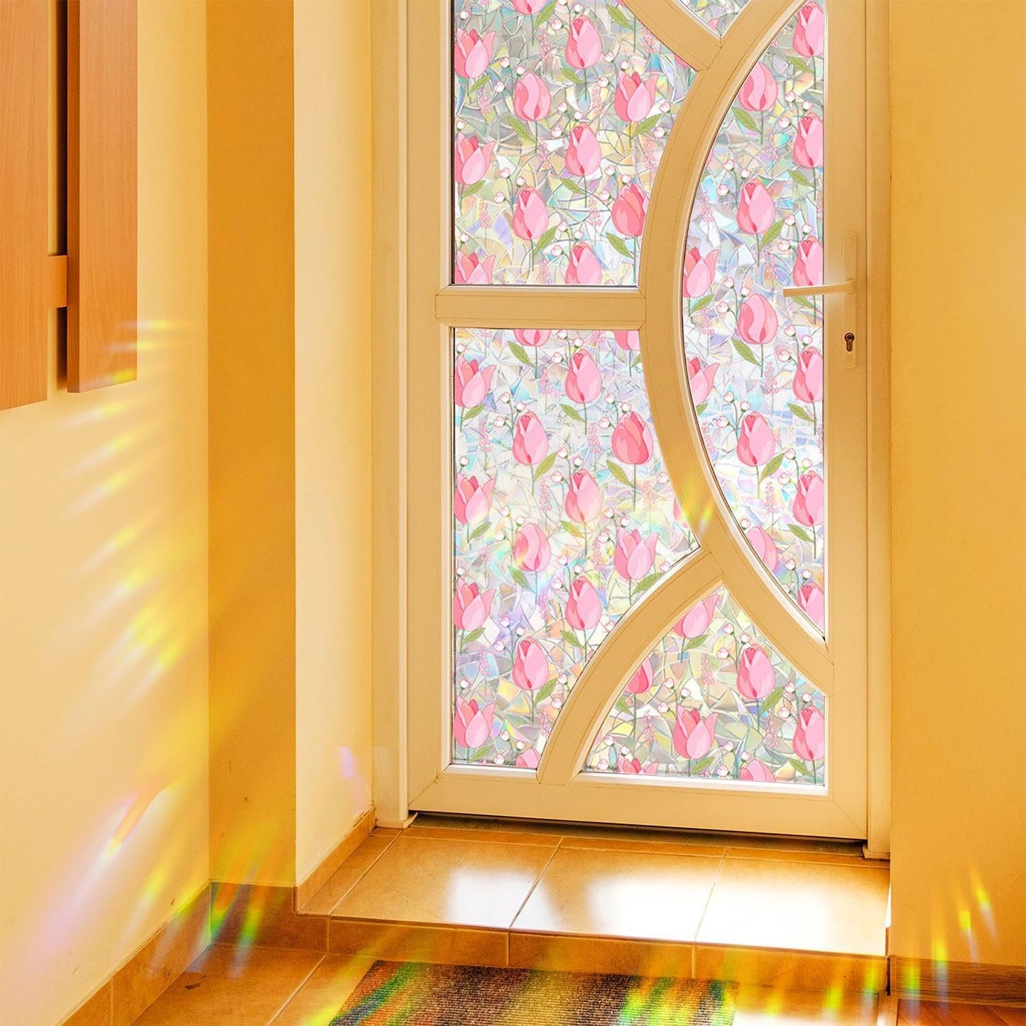 UV-beschermende regenboogglasstickers voor privacy in huis