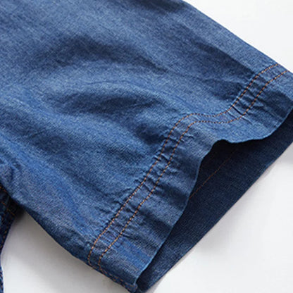 Nathan – Heren overhemd met korte mouwen van denim en ademend comfort