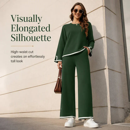 Heidi – Dames Everyday Set met Wijd Uitlopende Broek