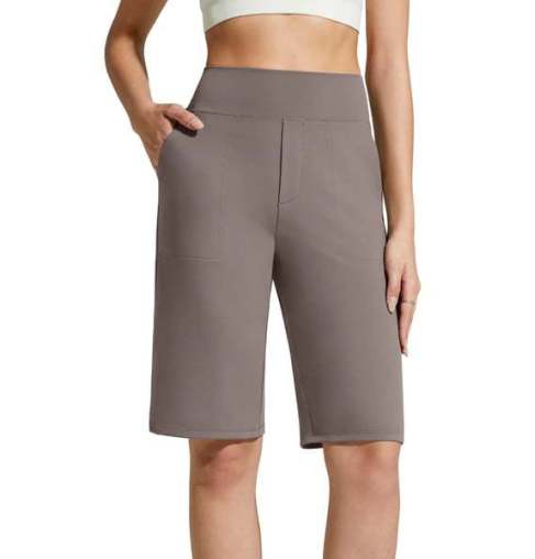 Nina — Dames High Waist Stretch Shorts met Diepe Zakjes