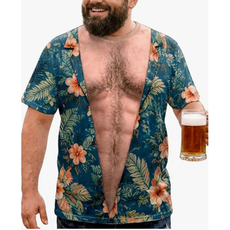 Jerry – Grappig 3D T-shirt met harige borst en ademende pasvorm