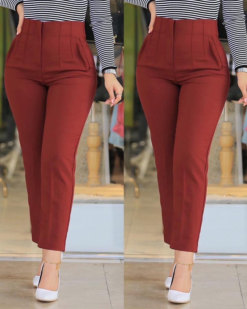 EleganceFit - Geplooide broek met hoge taille | 50% KORTING