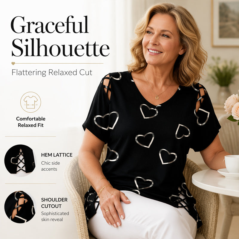 Mia – Dames ademend T-shirt met veterdetails aan de zijkanten