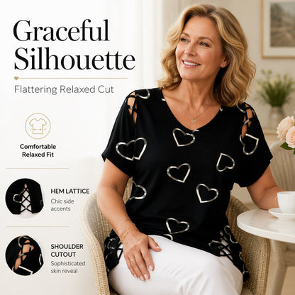 Mia – Dames ademend T-shirt met veterdetails aan de zijkanten