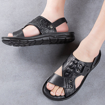 Noah – Heren leren sandalen met massage voetbed