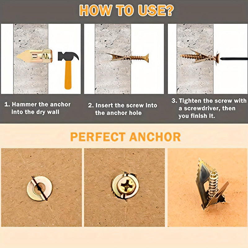 FixSecure - Uitzettingspluggen voor gipsplaten + hoogvaste zinkschroeven (verpakking van 100)