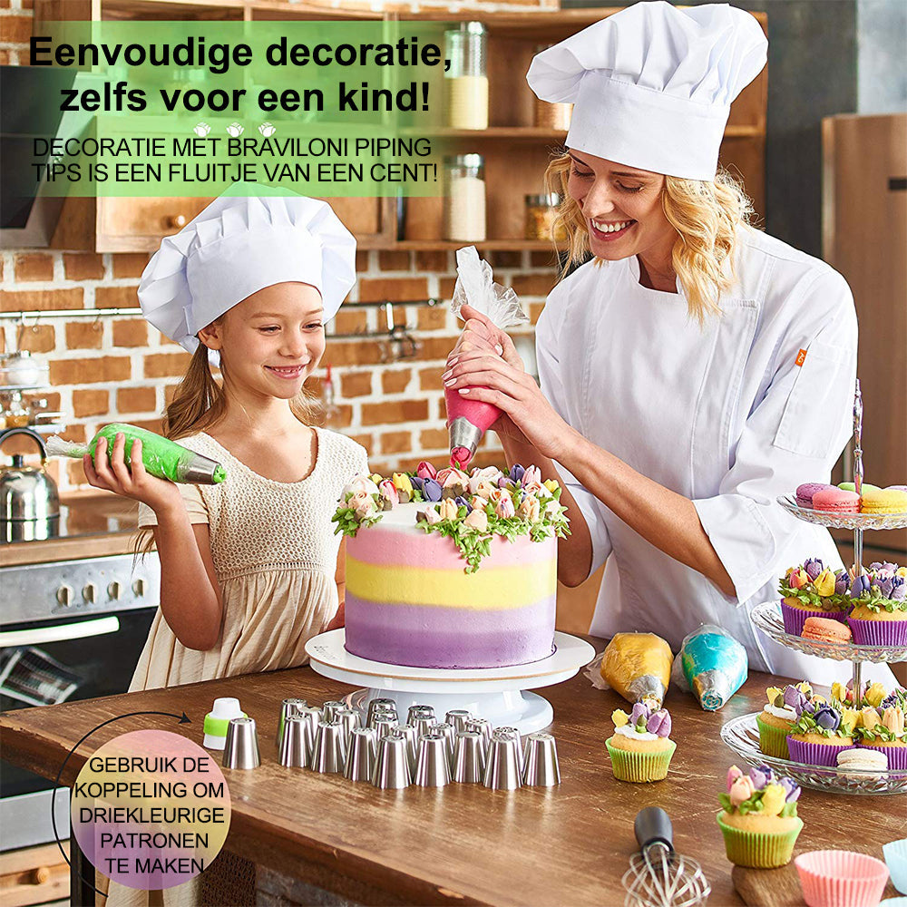 RVS tuitset (13 stuks) voor cupcakes en taartdecoratie actie