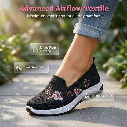Grace – Dames Ademende Bloemen Mesh Schoenen met Gevoerde Zool