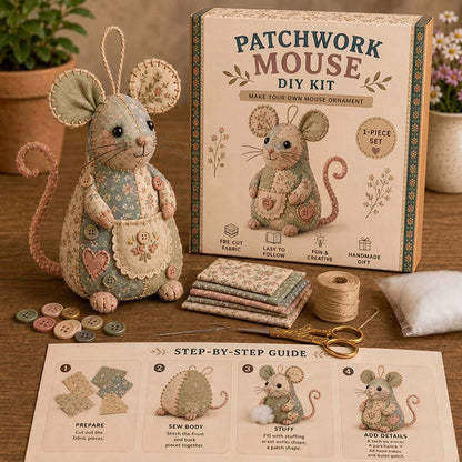 Charmante Vintage Pluche Muis — Handgemaakte Stille Vreugde
