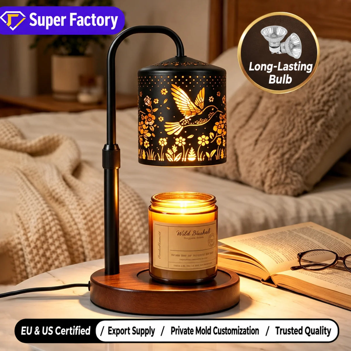 EmberLuxe Kaarsverwarmer — Sfeervol Licht, Kalmerende Geur