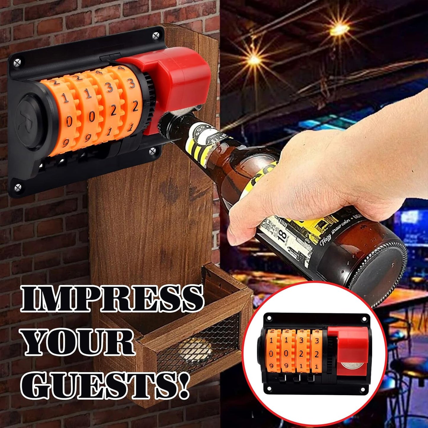 Flesopener, bieropener muur met teller Precieze nummers voor bars feest keuken