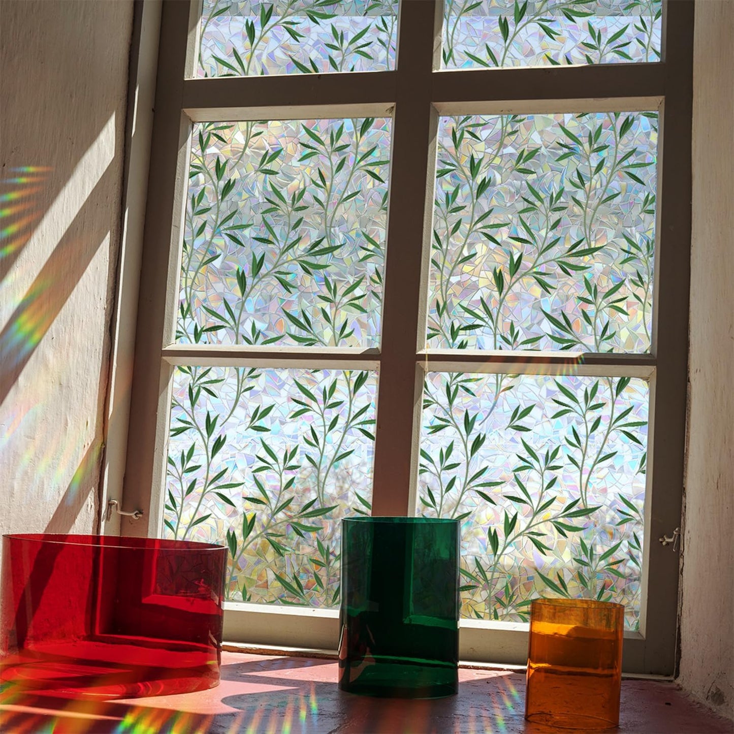 UV-beschermende regenboogglasstickers voor privacy in huis