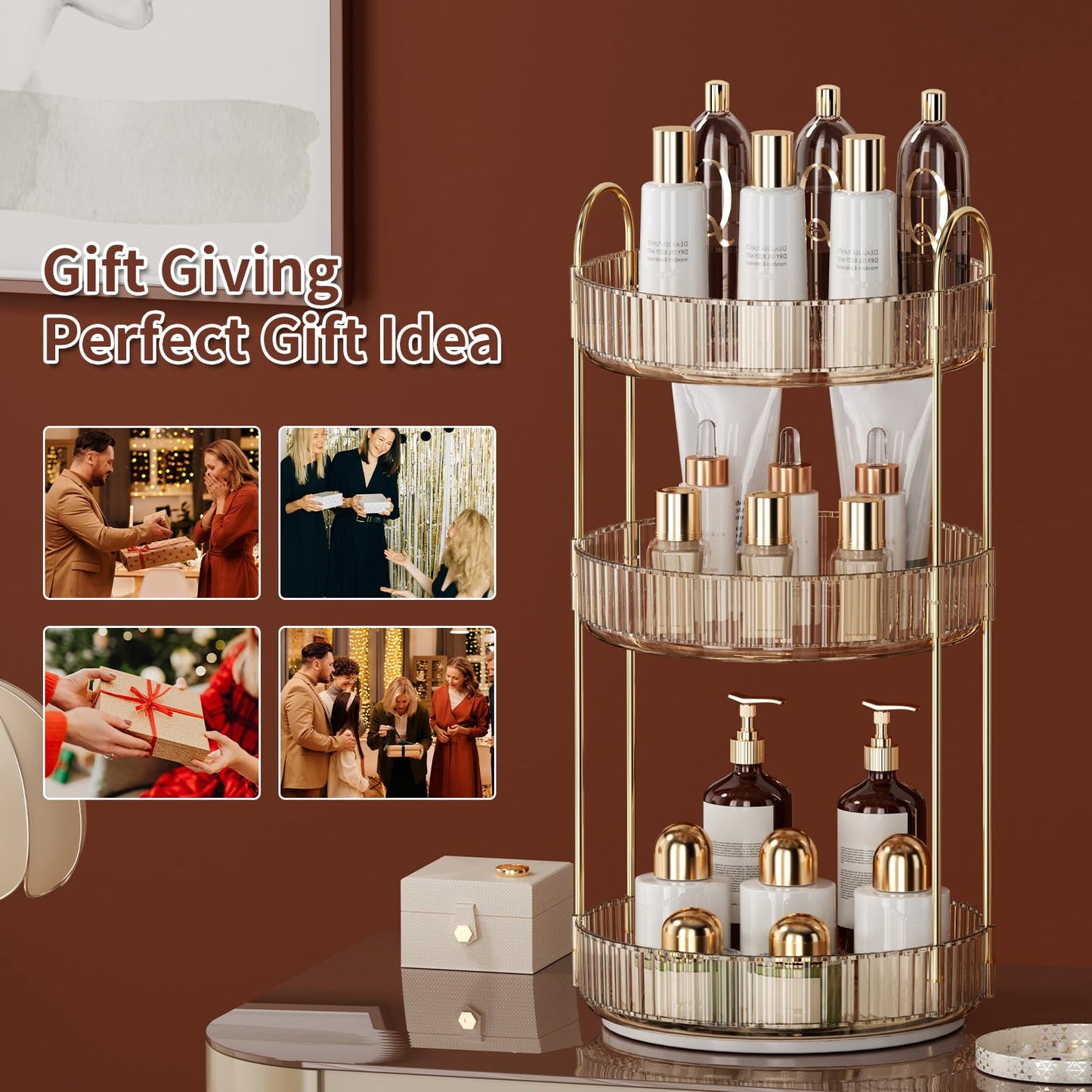 360 graden draaibare make-up organizer, transparante opbergruimte met hoge capaciteit