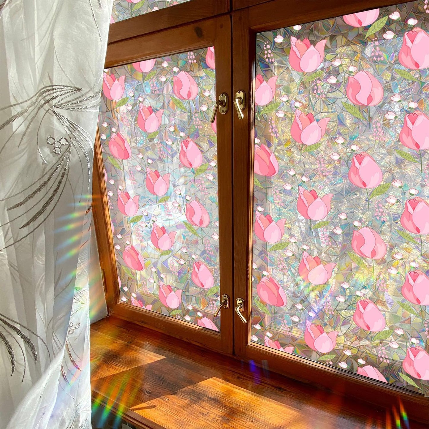 UV-beschermende regenboogglasstickers voor privacy in huis
