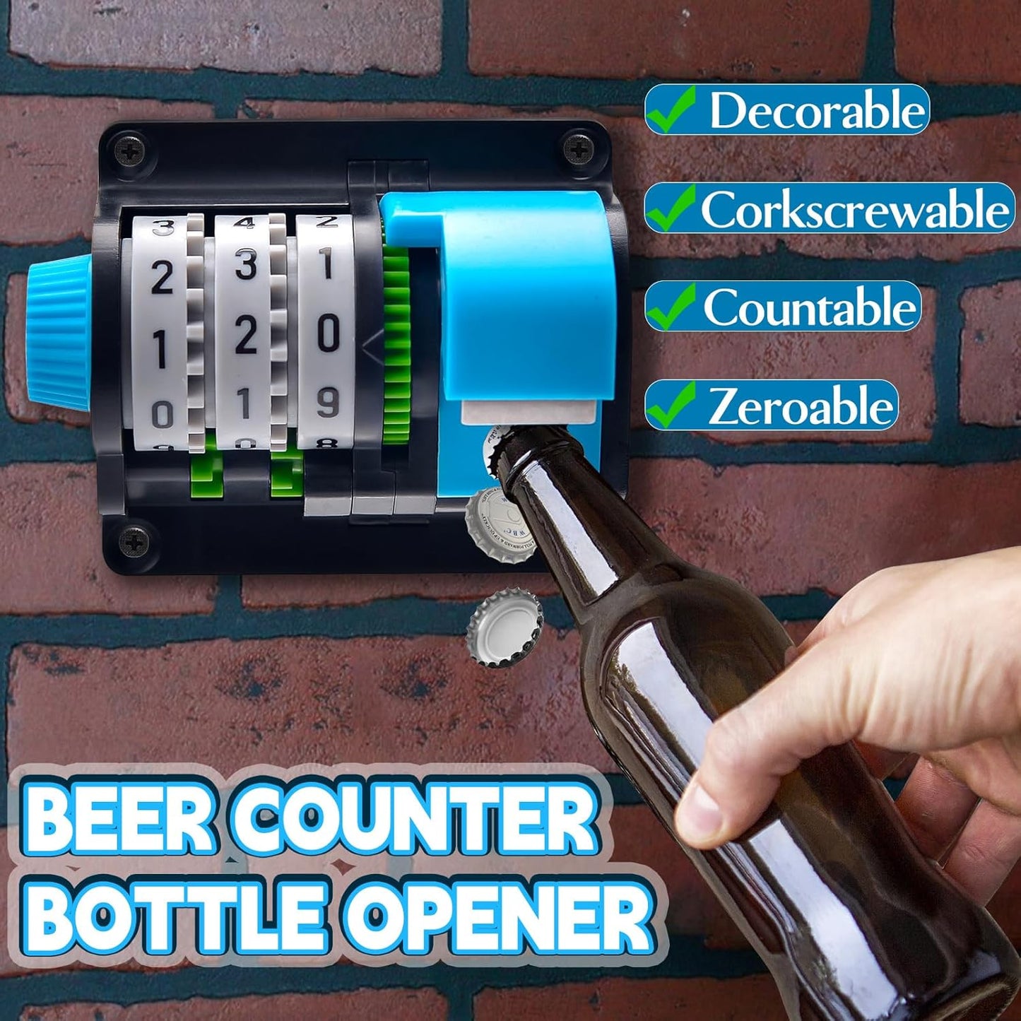 Flesopener, bieropener muur met teller Precieze nummers voor bars feest keuken