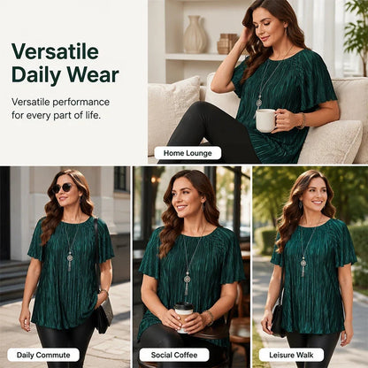 Maria – Plissé blouse in grote maten met stretchstof
