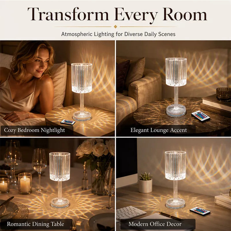 LumaLuxe Crystal Touch Lamp — Directe Warmte, Tijdloze Gloed