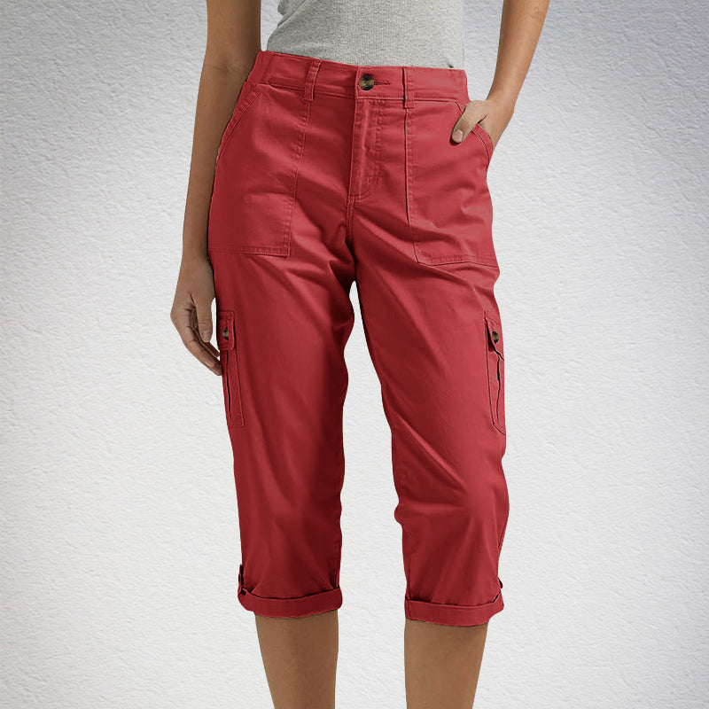 Heidi – Dames Capri Broek met Stretch en Praktische Zakjes