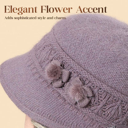 Sophia – Damespluchen wintermuts met bloemenaccenten