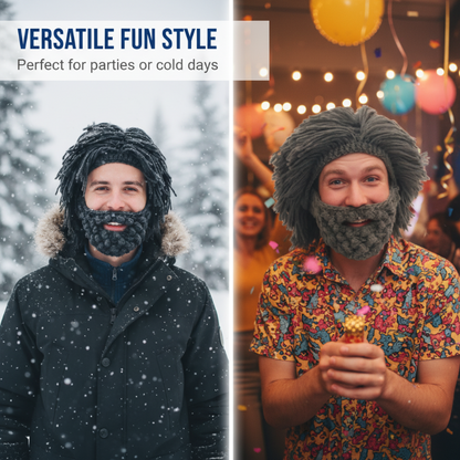 Ronan – Gebreide Muts met Pruik en Baard voor Warmte en Stijl